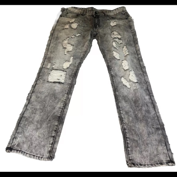 Bleecker & Mercer Mens Ripped Slim Jeans (36x32) - Picture 1 of 10